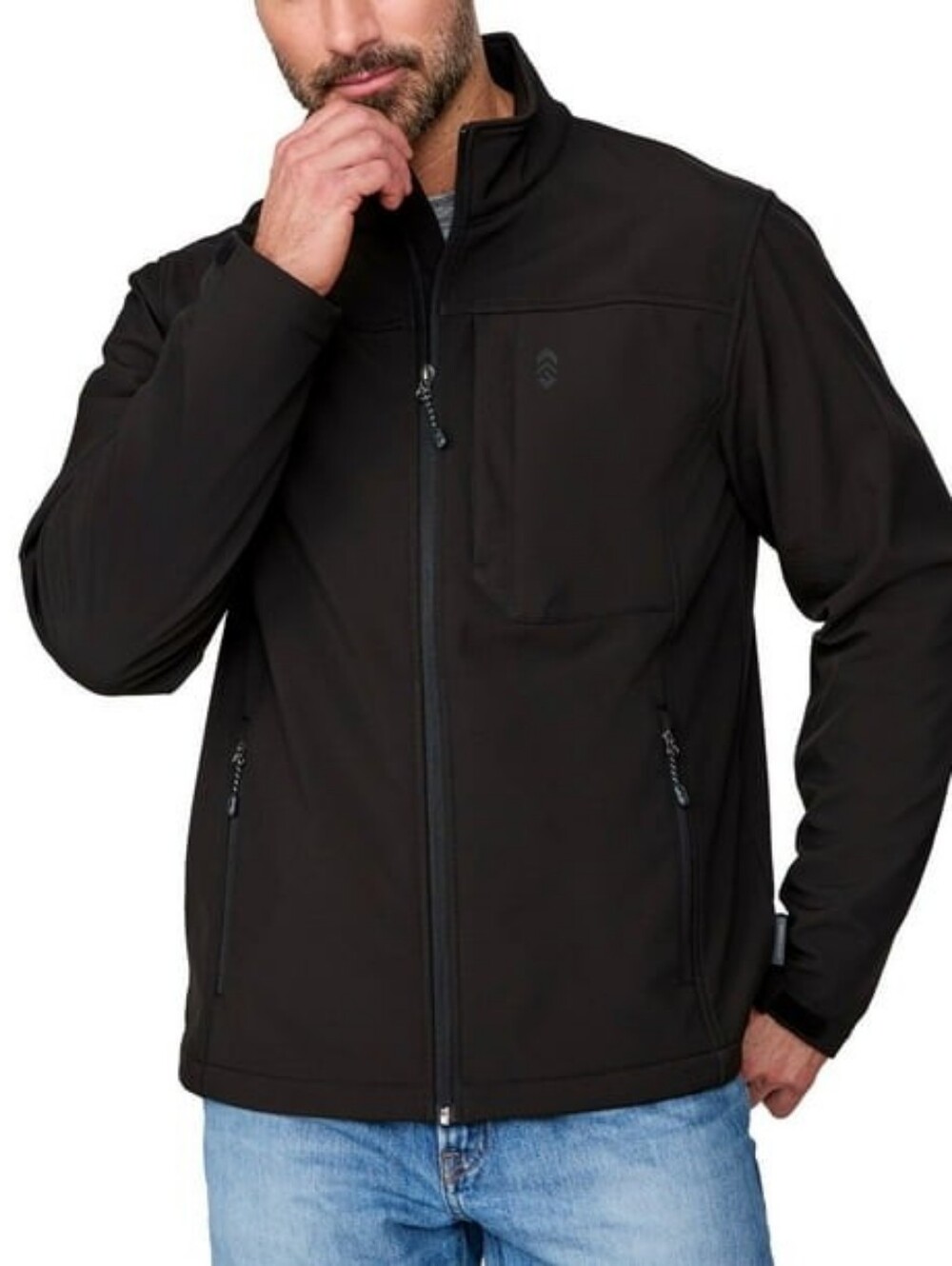 Free Country Men’s XL Black Softshell Jacket Water Wind Resistant Full Zip